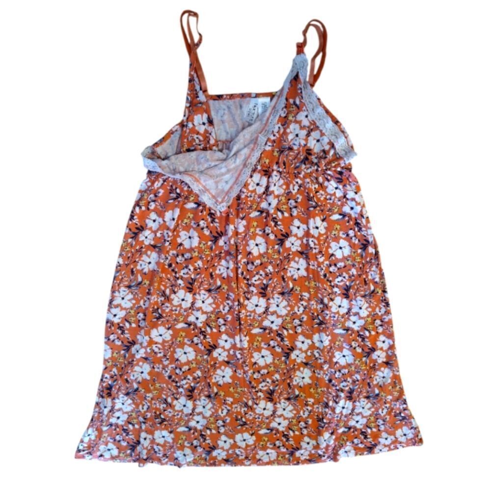 $9💥 Lamaze Coral Floral Lace Trim Sleeveless Nursing Night Slip XL Chemise - Picture 4 of 10